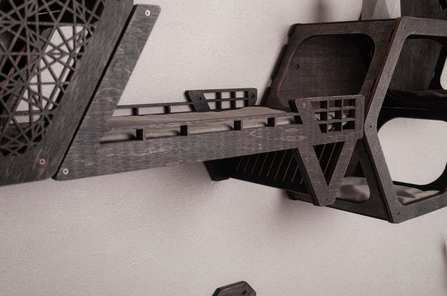 Кровать для кота, настенная деревянная кровать для кошек, цвет темное дерево 66184832 фото