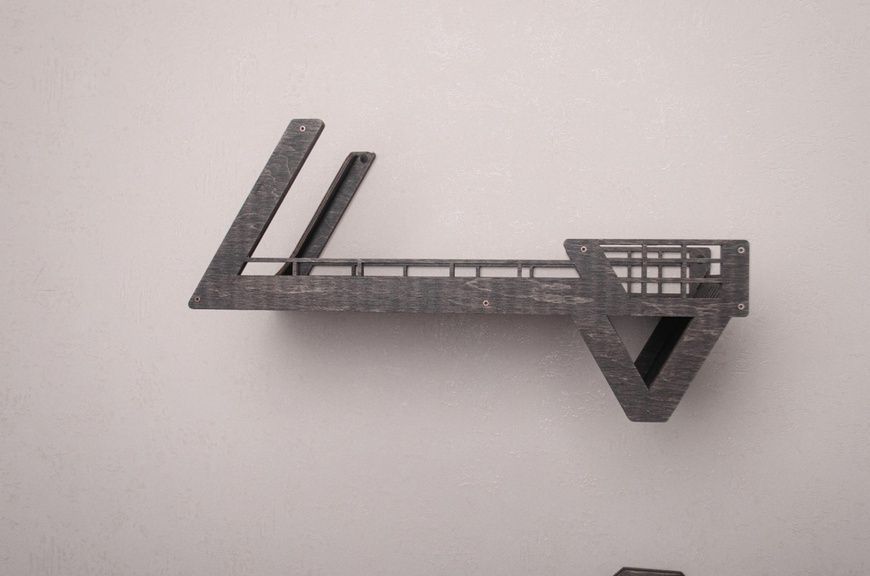 Настенная кровать для кота, шестиугольная полка для кота, 3 настенные ступеньки. Полки для кота. Цвет темное дерево 66184728 фото